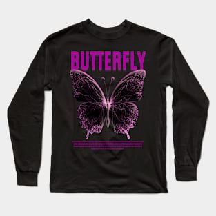 Pink Butterfly Long Sleeve T-Shirt